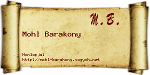 Mohl Barakony névjegykártya